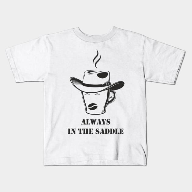 Cowboy Coffee Kids T-Shirt by aceofspace